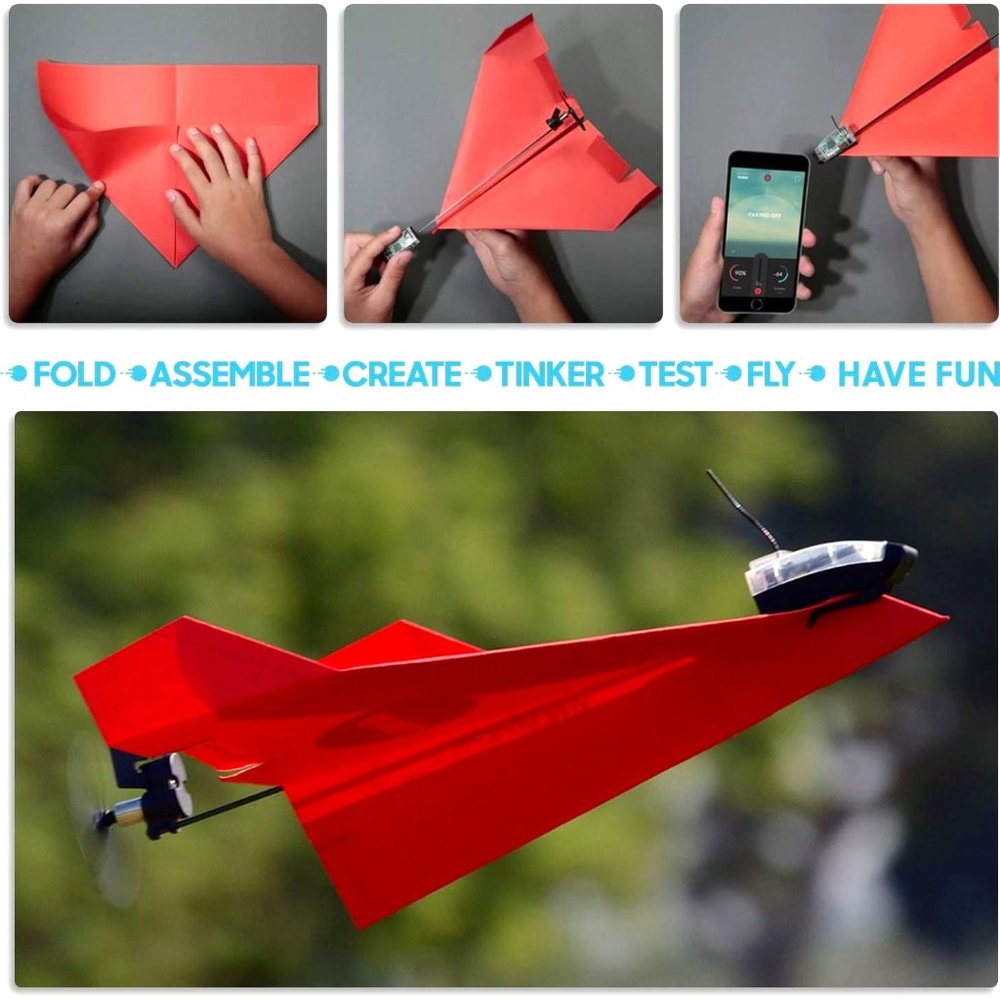 POWERUP 3.0 AIRPLANE - Smartphone Controlled Rechargeable Paper Airplane - Picture 1 of 10